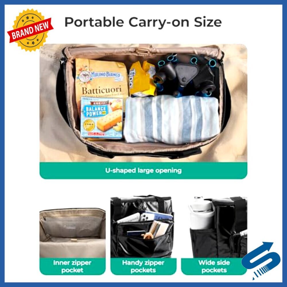 Large Expandable Rolling Duffle Bag with Wheels, 48L Carry On Luggage - Picture 6 of 6